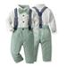 CSCHome Baby Boys Gentleman Clothes Set Breathable Cotton Dress Suspender Pants + Bow Tie Outfit Formal Set for Kids 6 Months-12 Years