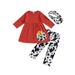 AMILIEe Toddler Baby Girl Halloween Outfit Pumpkins Shirt Cow Pattern Pants Headband 3-7 Years