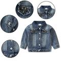 Esaierr Newborn Girls Fall Denim Jacket for Kids Sequins Love Letters Jeans Jacket Baby Soft Stretch Cowboy Outwear 9M-6Y