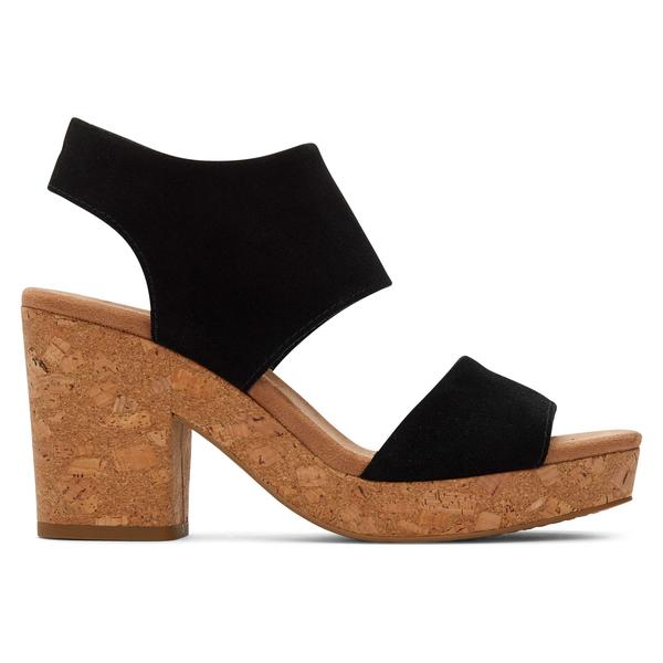 toms-womens-black-majorca-suede-platform-cork-sandals,-size-6.5/