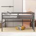 Wooden Twin Size Loft Bed with Side Ladder, Playful Space Kids Low Loft Bed Frame with Full-Length Guardrails for Boys Girls