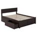 Full Solid Wood Bed and Footboard with Storage Drawers in Espresso