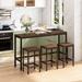 Long Dining Table Set with 3 Stools Pub Kitchen Set