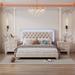 3-Piece Velvet Modern Bedroom Sets, Queen Size Upholstered Platform Bed Frame with LED Lights and 2 Nightstands