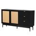Storage Cabinet Sideboard Cupboard w/ Sliding Doors & Drawers, Black