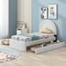 White Twin White Upholstered Platform Bed with 4 Drawers, Easy Assembly