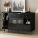 Unique Rotating Shelf Design Buffet Sideboard Storage Cabinet with 2 Doors, 2 Drawers and Inside Adjustable Shelves