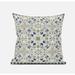 18" X 18" Indigo And White Blown Seam Paisley Indoor Outdoor Throw Pillow