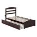Solid Wood Platform Bed with Footboard and Twin Trundle Twin Espresso