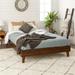 Solid Wood Queen Platform Bed with Sturdy Legs in Walnut