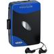 Jensen Portable Stereo Cassette Player with AM/FM Radio + Sport Earbuds (Blue)