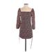 Jessica Simpson Casual Dress - Mini Square 3/4 sleeves: Burgundy Dresses - Women's Size Small