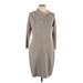 Calvin Klein Casual Dress - Sweater Dress: Gray Solid Dresses - Women's Size Large