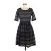 En Focus Studio Casual Dress - Fit & Flare: Black Damask Dresses - Women's Size 6