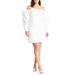 Plus Size Women's Mutton Sleeve Mini Dress by ELOQUII in White (Size 22)