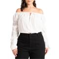 Plus Size Women's Off The Shoulder Detail Blouse by ELOQUII in Pearl (Size 22)