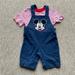 Disney Matching Sets | 2 Piece Disney Mickey Mouse Shorts Overalls And Red/White Striped Shirt - 24m | Color: Blue/Red | Size: 24mb