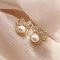 Disney Jewelry | "Love You For Ears & Ears" Minnie Mouse Disney Gold Diamond Pearl Cute Earrings | Color: Gold | Size: Os
