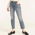 J. Crew Jeans | J Crew Slim Boyfriend Jeans In Tinted Indigo, High Rise Straight Distressing | Color: Blue | Size: 27