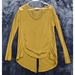 Free People Tops | Free People Blouse Top Women Size Xs Yellow Rayon Long Casual Sleeve V Neck Slit | Color: Yellow | Size: Xs