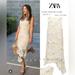 Zara Dresses | Bnwt Zara Crocheted Midi Dress Round Neckline Asymmetric Hem Sz Sm | Color: Cream | Size: S