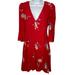 Free People Dresses | Free People Red Floral Wrap Dress Time On My Side | Color: Red | Size: Xs