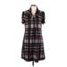 Jessica Howard Casual Dress - Shirtdress: Gray Plaid Dresses - New - Women's Size Large