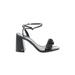 Sam & Libby Heels: Black Print Shoes - Women's Size 11 - Open Toe