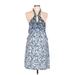 White House Black Market Casual Dress Keyhole Sleeveless: Blue Dresses - Women's Size Large