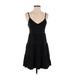 Papaya Casual Dress - A-Line Plunge Sleeveless: Black Print Dresses - Women's Size Small