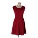 Le Lis Casual Dress - A-Line Scoop Neck Short sleeves: Burgundy Print Dresses - Women's Size Large