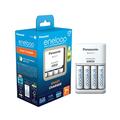 Panasonic eneloop Smart Ladegerät für 1–4 AA/AAA NI-MH-Akkus, mit 4 LED-Anzeigen und 7 Sicherheitsfunktionen, inkl. 4 eneloop AA/Mignon-Akkus, verbesserte Kapazität von min. 2000 mAh, Blue