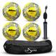 4 x Mitre Calcio Evo Training Footballs with Tubular Ball Bag and Ball Pump | Calcio EVO 24 | Yellow | Size 5