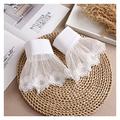 Detachable Sleeve Fake Cuffs Female Lace Thin Pleated Flare Sleeve False Cuffs Ruffles Wristband Decorative Accessory