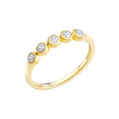 Fingerring DIAMONDS BY ELLEN K. "Gold 585 zweifarbig mit 5x Brillant zus. 0,05ct." Gr. 62, bunt (mehrfarbig, weiß), Fingerringe, Damen, 062 (19,7), 0,05 ct P1 = bei 10-facher Vergrößerung erkennbare Einschlüsse, Gold Image