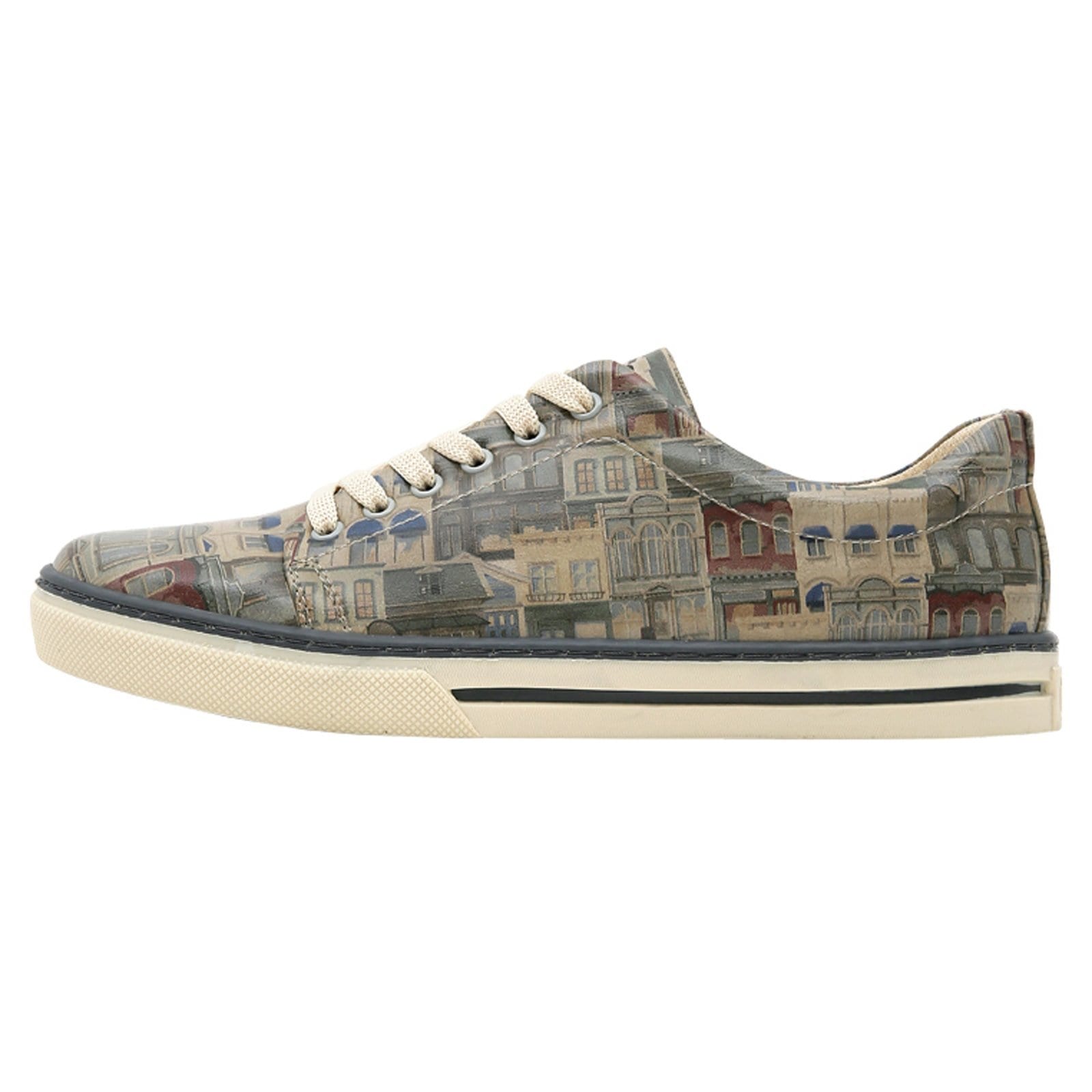 Sneaker DOGO "Classic Schnürsneaker Frame Of Mind Damen Sneaker", Damen, Gr. 36, Normalschaft, bunt (mehrfarbig), Lederimitat, Schuhe Skaterschuh Sneaker low, Handgefertigt