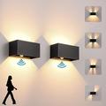 LED Wall Light Indoor/Outdoor with Motion Sensor, 24 W Wall Lamp, IP 65 Waterproof Outdoor Wall Light, 3000 K Warm White Wall Lighting, Black, Pack of 2