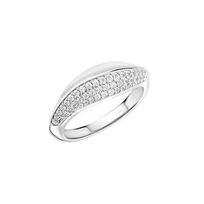 Fingerring ZEEME "Silber 925 rhodiniert mit Zirkonia weiß" Gr. 18, weiß (weiß, weiß), Fingerringe, Damen, 056 (17,8), Silber 925 (Sterlingsilber) Image