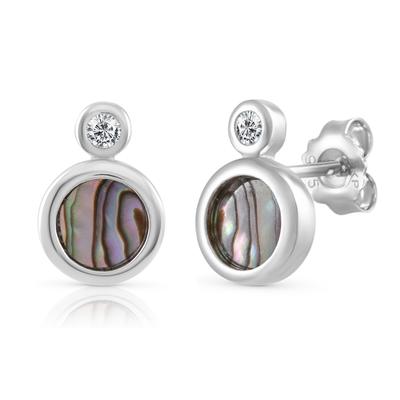 Paar Ohrstecker VIVANCE "925 Silber rhodiniert Abalone Zirkonia", weiß (weiß, bunt), Ohrringe, Damen, ONE-SIZE, Silber 925 (Sterlingsilber) Image