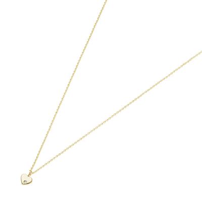 Herzkette LUIGI MERANO "Herz mit Diamant, Gold 585" Halsketten Gr. 45 cm, Gelbgold 585, goldfarben (gold> <) Damen Herzketten