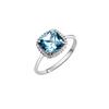 Fingerring "Weißgold 375 mit echtem Blautopas (beh.) und Zirkonia-Steinen" Gr. 20, weiß (weiß, blau), FASCINATION BY ELLEN K., Fingerringe, Damen, 020 (63,7), 2,3 ct, Gold