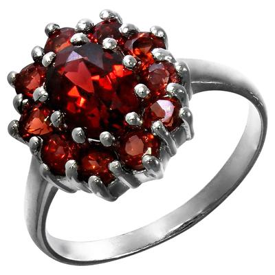 Fingerring VIVANCE "925/- Sterling Silber Granat" Gr. 60, weiß (weiß, rot), Fingerringe, Damen, 060 (19,1), Silber 925 (