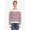 Strickpullover LE TEMPS DES CERISES "FANIA", Damen, Gr. M, lila (weiß, lila), 50% Viskose, 28% Polyester, 22% Nylon, gestreift, feminin, normal, Rundhals, Langarm, Pullover, mit angesagtem Streifen-Muster