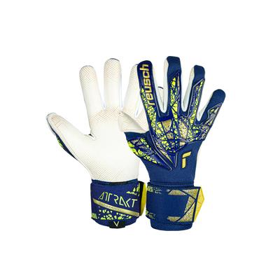 Torwarthandschuhe REUSCH "Attrakt Gold X GluePrint" Gr. 9, bunt (goldfarben, blau) Damen Handschuhe Sporthandschuhe