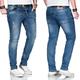 Slim-fit-Jeans ALESSANDRO SALVARINI "ASCatania" Gr. W32 L32, Länge 32, blau (as, 160, used) Herren Jeans Slim Fit