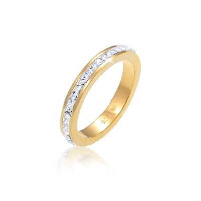 Fingerring ELLI PREMIUM "Bandring Geo Shape Kristalle 925 Silber" Gr. 54, gold, Fingerringe, Damen, 54mm,mit Steinen, Silber 925 (Sterlingsilber), 2mm Image