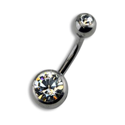 Bauchnabelpiercing ZEEME "Titan silberfarben Kristall weiß" Piercings grau (grau, weiß) Damen