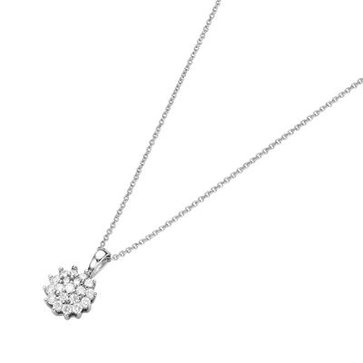 Goldkette LUIGI MERANO "Blüte mit Brillanten, Gold 585", weiß, Halsketten, Damen, 45cm, Weißgold 585