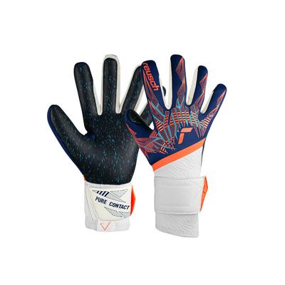 Torwarthandschuhe REUSCH "Pure Contact Fusion" Gr. 10, blau (blau, orange) Damen Handschuhe Sporthandschuhe
