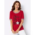 Rundhalsshirt INSPIRATIONEN "Shirt" Gr. 42, rot (rot, schwarz) Damen Shirts Jersey